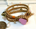 Woven Bracelet ft Steel, Murano, Pearls and Charms - BEIGE