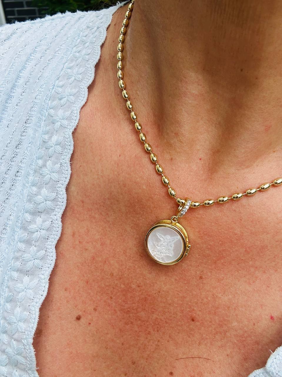 Adjustable Chain Pearl Pendant ft Saint Michael the Archangel