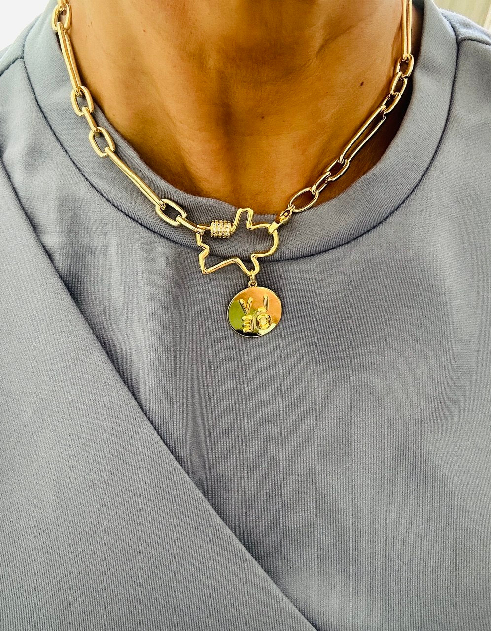 LOVE Rhodium-plated chunky-link choker chain
