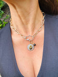 Hamsa Adjustable rhodium-plated chunky link chain