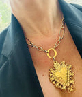 CROWN HEART | Adjustable rhodium cadena with gruesy eslabones