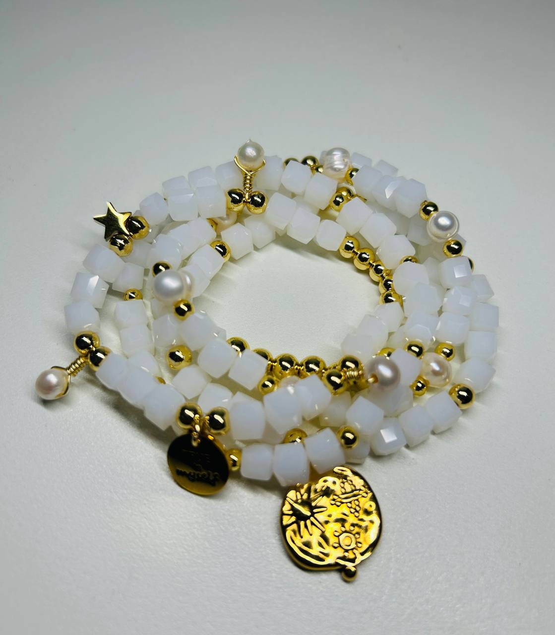 Set of 5 medium-sized stretch bracelets | WHITE