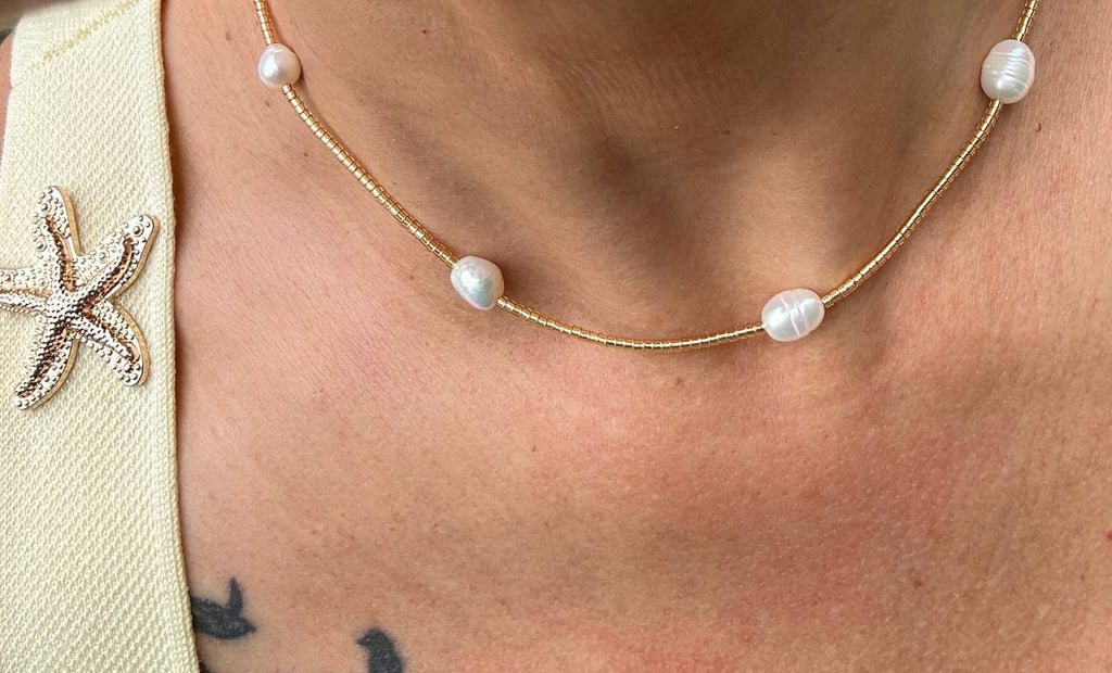 Adjustable necklace Natural Pearls