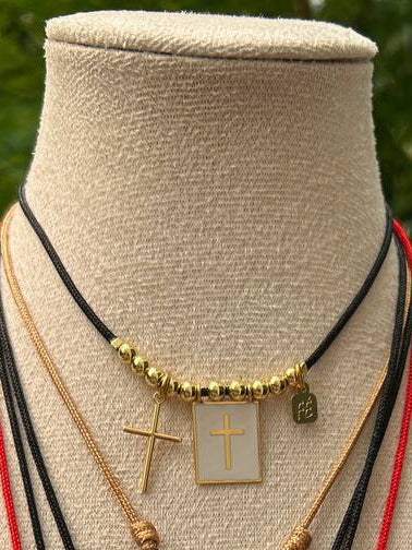 Adjustable Cord Necklaces and Scapular-style Charms | BLACK