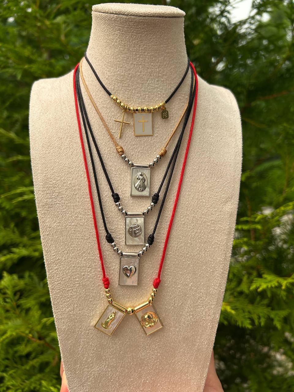 Adjustable Cord Necklaces and Scapular-style Charms | RED