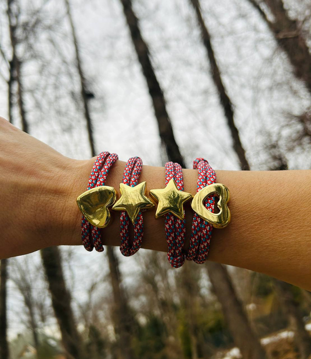Adjustable paracord bracelets with rhodium charms | HEART