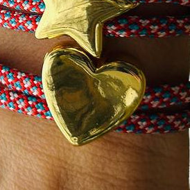 Adjustable paracord bracelets with rhodium charms | HEART