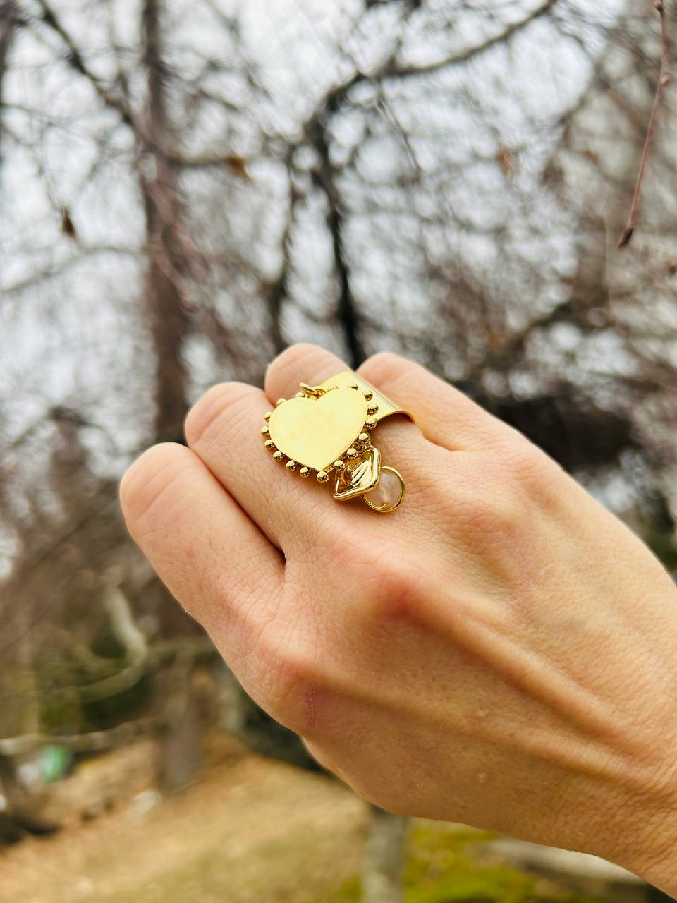 Ring gold-plated and steel charms | HEART