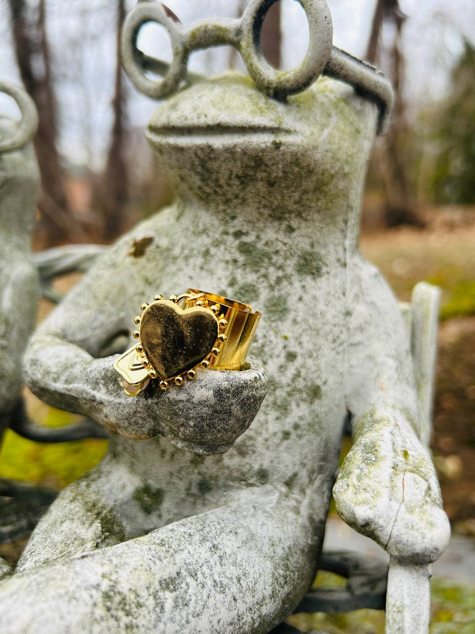 Ring gold-plated and steel charms | HEART