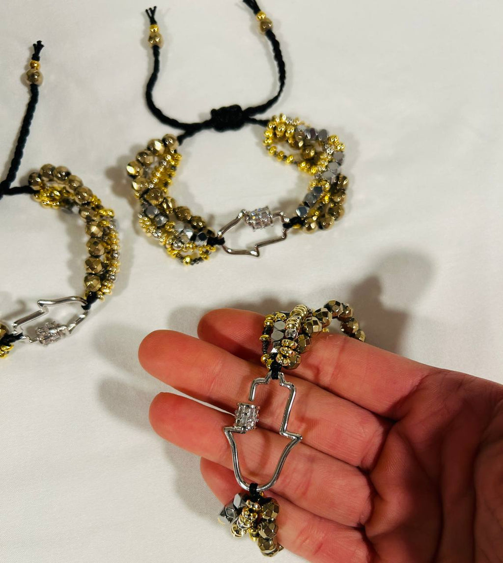 Adjustable hematite bracelet | HAMSA